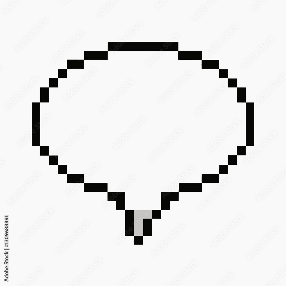 Pixel Art Speech Bubble in Retro 8 bit Comic Style Isolated on White Background Pixel Art Speech Bubble in Retro 8 bit Comic Style Isolated on White Background