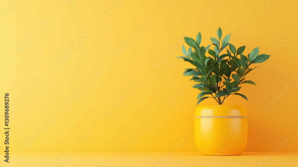 Practical Visualization of Renewable Energy Jobs with Green Plant on Yellow Background Practical Visualization of Renewable Energy Jobs with Green Plant on Yellow Background