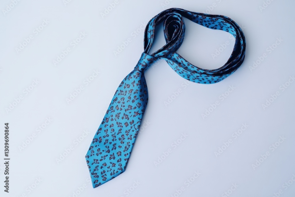 A stylish blue tie with an abstract pattern is presented A stylish blue tie with an abstract pattern is presented