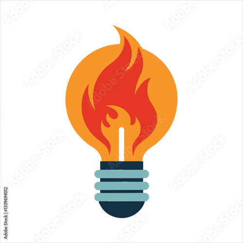 Creative Fire Light Bulb Concept - Innovative Vector for Ideas, Energy, and Motivation Designs