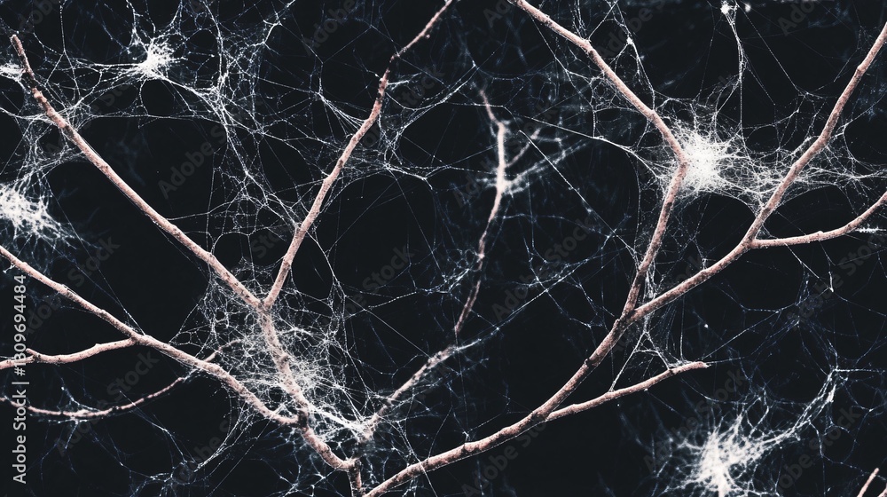 Nature: Spiderwebs on Bush Branches Nature: Spiderwebs on Bush Branches