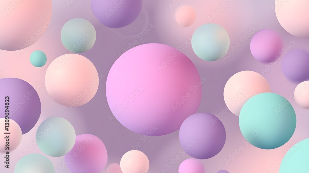 Vibrant Floating Glass Spheres in Soft Blurred Light 3D Vibrant Floating Glass Spheres in Soft Blurred Light 3D