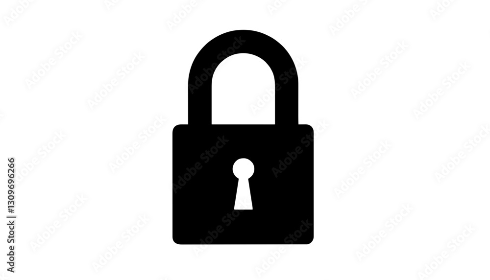 Minimalist black silhouette of a padlock with keyhole symbolizing security Minimalist black silhouette of a padlock with keyhole symbolizing security