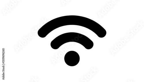 Minimalist black silhouette of Wi-Fi signal icon on white background