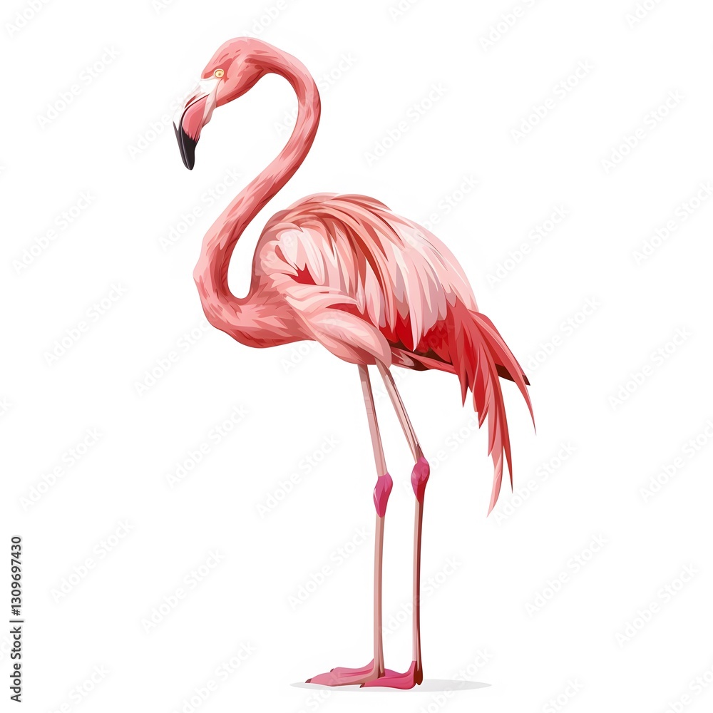 Fototapeta premium Graceful Pink Flamingo Standing Elegantly on One Leg