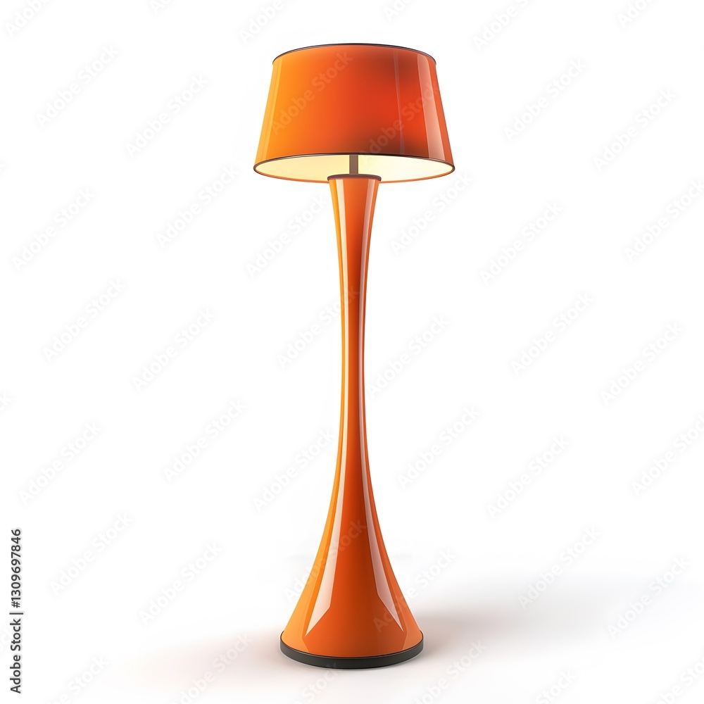 Fototapeta premium Modern Orange Floor Lamp with Minimalist Design and Soft Lighting