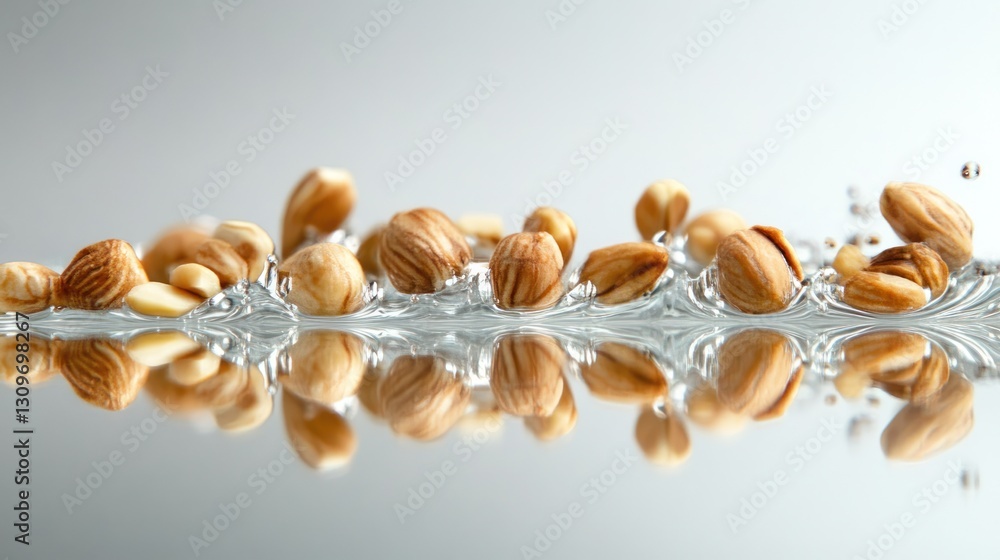 Almonds Splashing in Water: A Refreshing Image of Healthy Nuts Almonds Splashing in Water: A Refreshing Image of Healthy Nuts