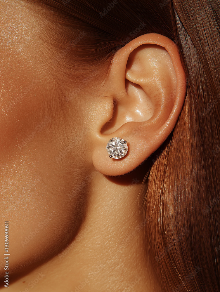 Fototapeta premium model closeup profile wearing diamond earring