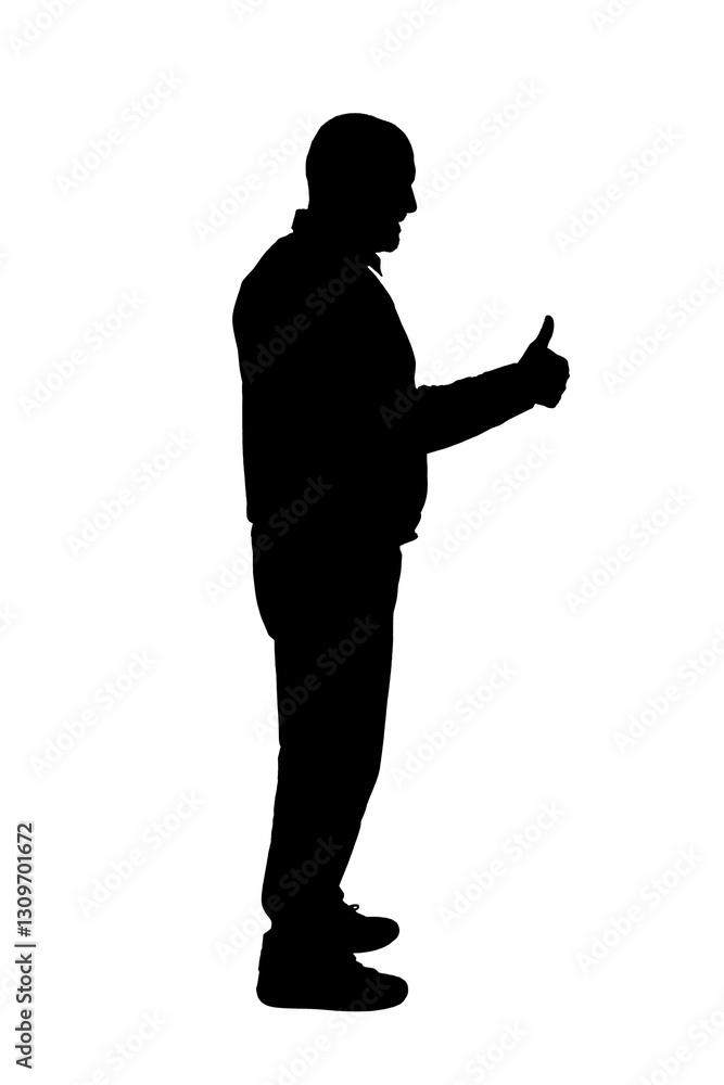 side view of a man showing thumbs up sign side view of a man showing thumbs up sign