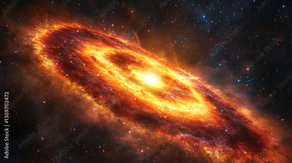 Obraz premium Fiery Cosmic Nebula: A Celestial Inferno