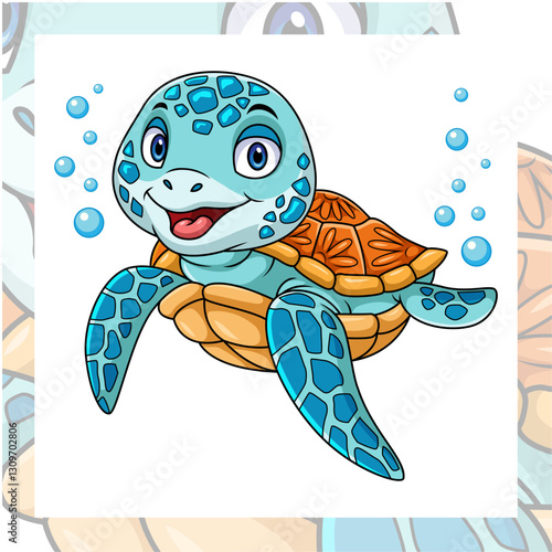 Sea turtle cartoon character design