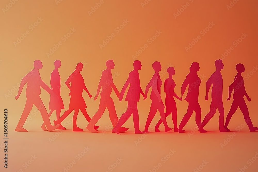 Positive Group Teamwork Walking Together Concept Positive Group Teamwork Walking Together Concept