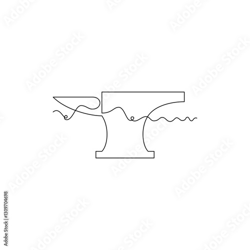 one line art anvil vector illustration. line art, one continuous line, simple, hand drawn and sketch style. for icons, symbols, signs or logos