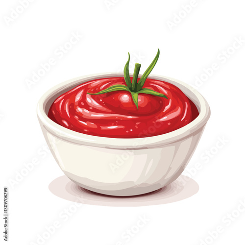 Vibrant Tomato Sauce Isolated Close-Up on White Background