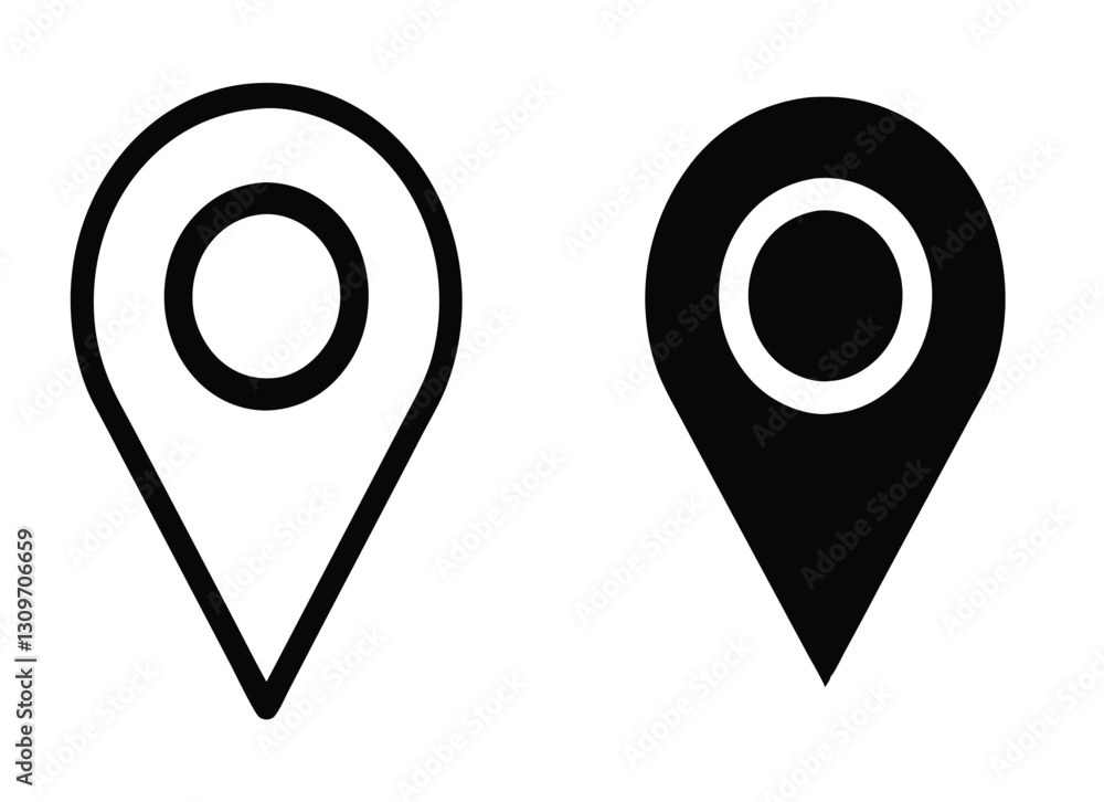 Location Icon on White Background – GPS Pin & Navigation Symbol Vector Location Icon on White Background – GPS Pin & Navigation Symbol Vector