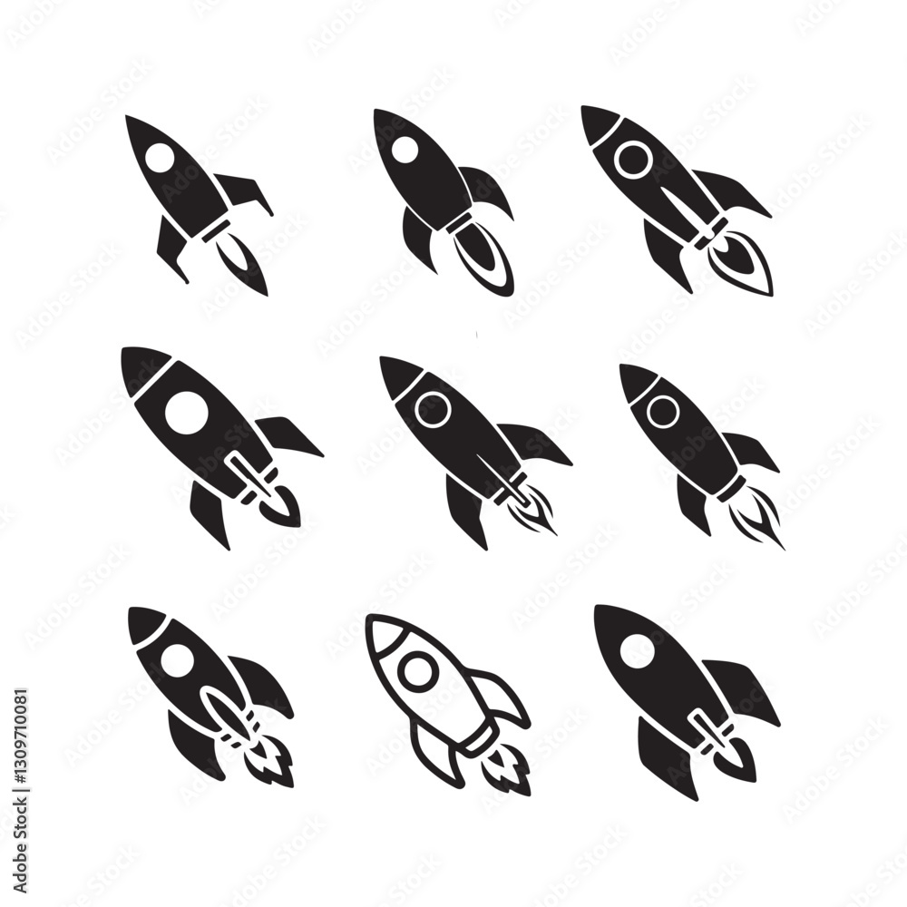 Fototapeta premium Rocket Vector Icon – Modern Space Exploration Symbol Startup Rocket Launch Icon – Simple & Futuristic Design Space Rocket Vector Illustration – Technology & Innovation Symbol