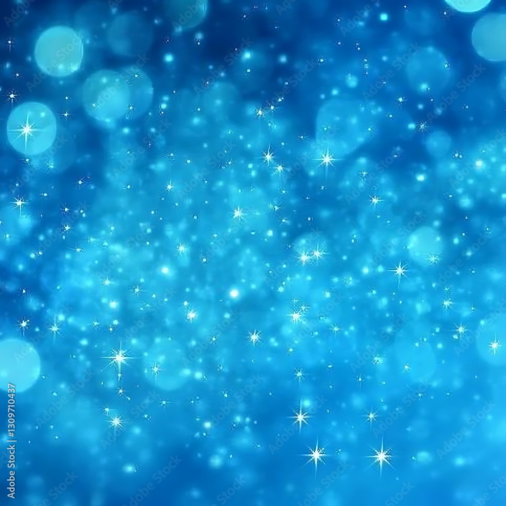 Fototapeta premium Sparkling Blue Festive Background with Glimmering Lights