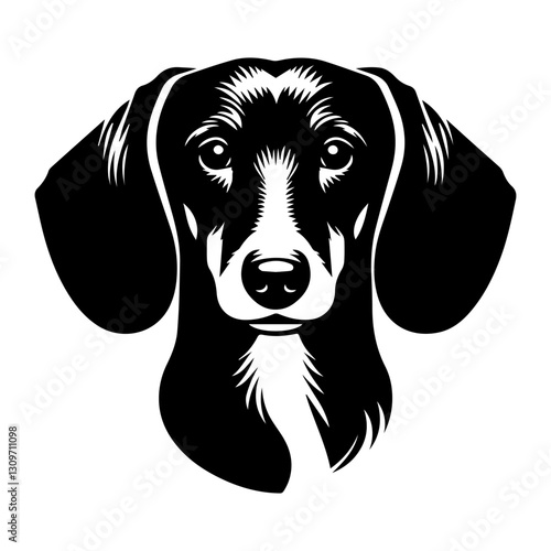 Dachshund's head is a black and white logo. EPS vector graphics.