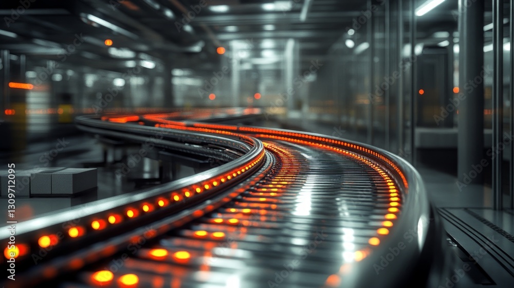 Smart logistics, a logistics system that embodies a sense of technology, transports packages on conveyor Smart logistics, a logistics system that embodies a sense of technology, transports packages on conveyor
