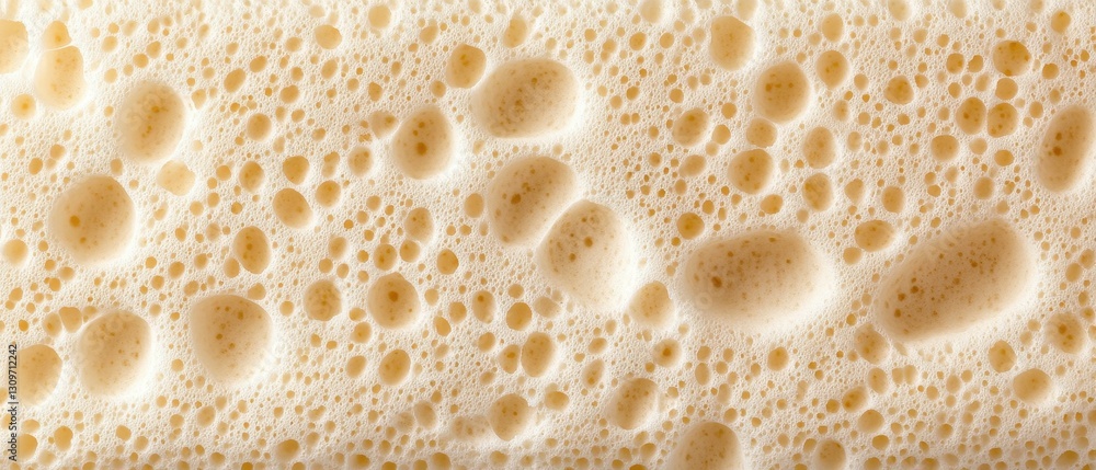 Creamy, Frothy Texture of Freshly Poured Beverage With Bubbles in Close-Up View at a Café Setting Creamy, Frothy Texture of Freshly Poured Beverage With Bubbles in Close-Up View at a Café Setting