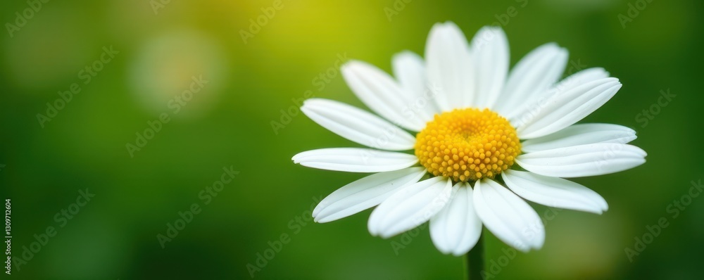 Fototapeta premium Single white daisy bloom, delicate petals, vibrant yellow center , simplicity, elegance, delicate