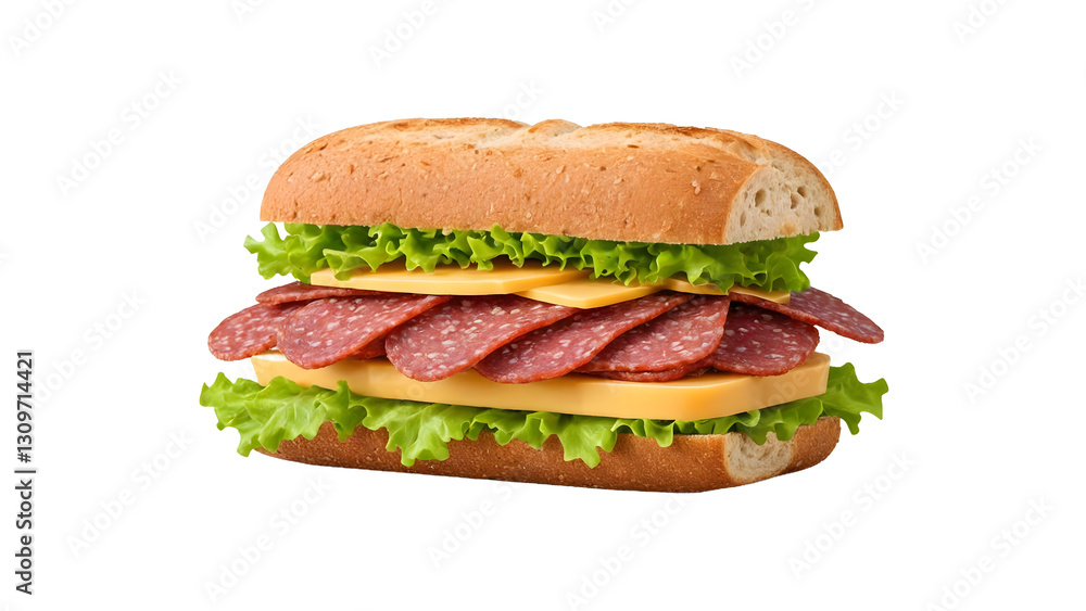 delicious sandwich with salami and lettuce delicious sandwich with salami and lettuce