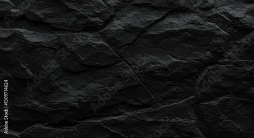 Wallpaper Mural Black white stone background. Dark gray grunge banner. Mountain texture. Close-up. Volumetric. Rock background with space for design. Detail. Wide banner. Long. Panoramic Torontodigital.ca