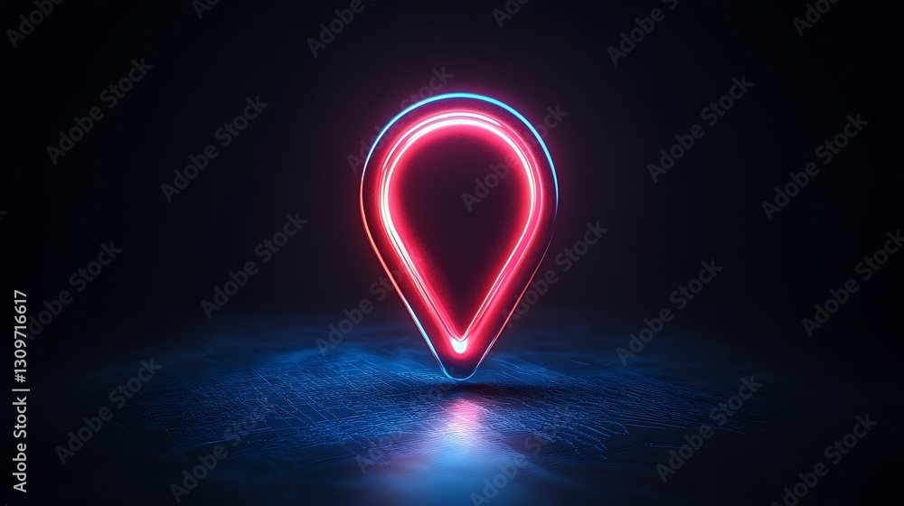 Fototapeta premium Neon Map Pointer Studio Shot