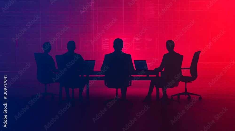 Fototapeta premium Futuristic AI-Powered Teamwork in Virtual High-Tech Workspace for Innovation and Technology