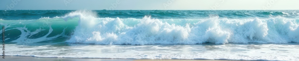 Whitecaps surge, frothy crests collapse on shore, littoral, scenic Whitecaps surge, frothy crests collapse on shore, littoral, scenic