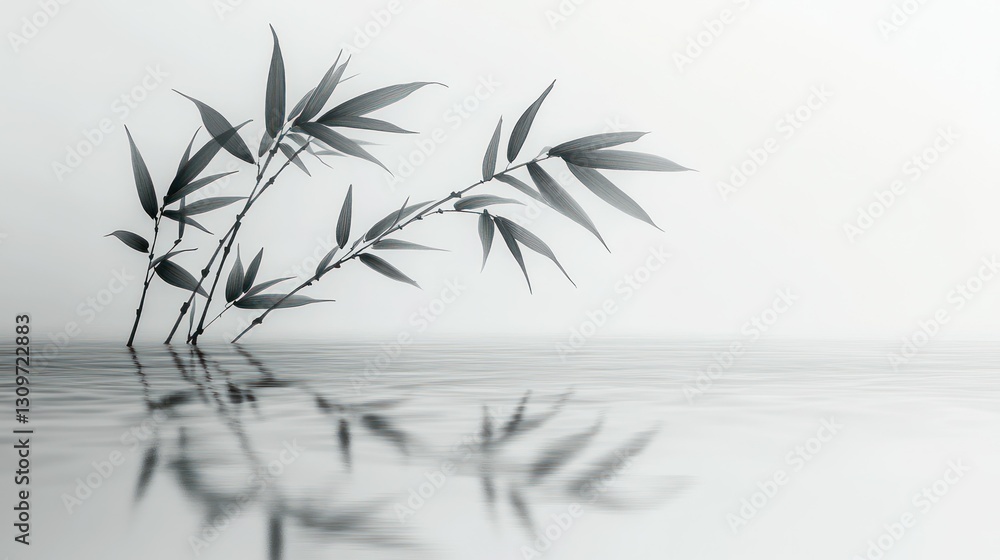 Obraz premium Gray Bamboo Reflecting in Still Water