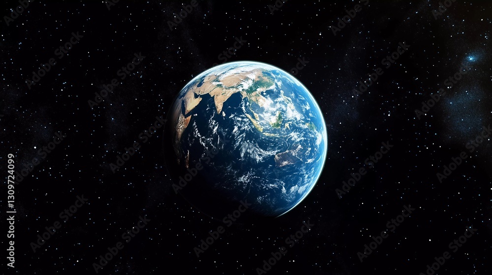Obraz premium A close up of the Earth in space. The image is black and white. The Earth is the only object in the frame