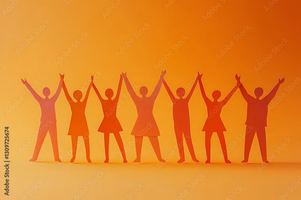 Vibrant Teamwork Silhouettes Celebrating Success Vibrant Teamwork Silhouettes Celebrating Success