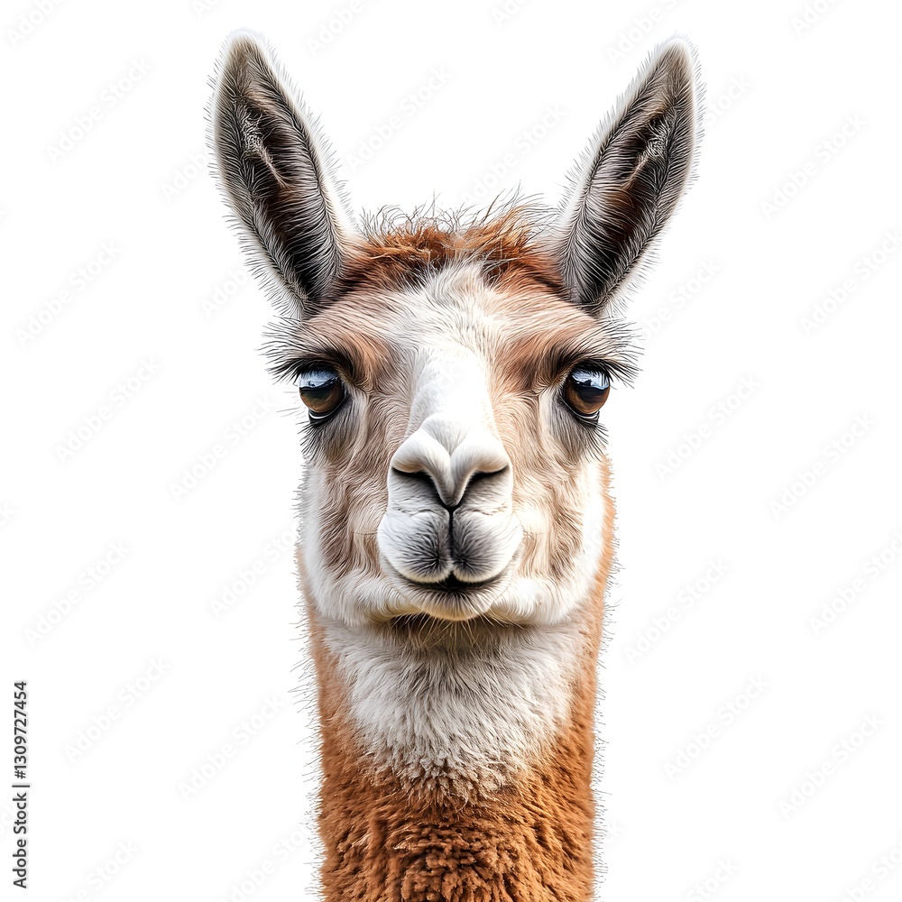 Obraz premium A llama standing gracefully against a white background isolated for a minimalist and clean visual presentation