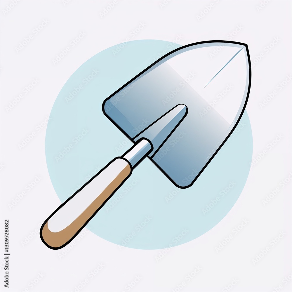 Simple illustration of a gardening trowel on a light background Simple illustration of a gardening trowel on a light background