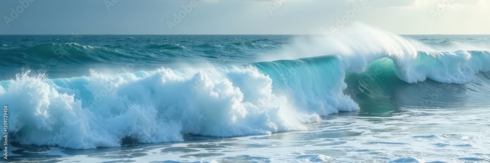 Obraz premium Massive waves crashing on Spanish shore, whitewater frothing , cliff, coastline