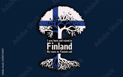 Finnish roots and symbolism: a tree with the Finnish flag, embodying national pride and love for nature	