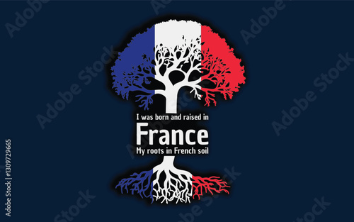French roots and symbolism: a tree with the French flag, embodying national pride and love for nature
