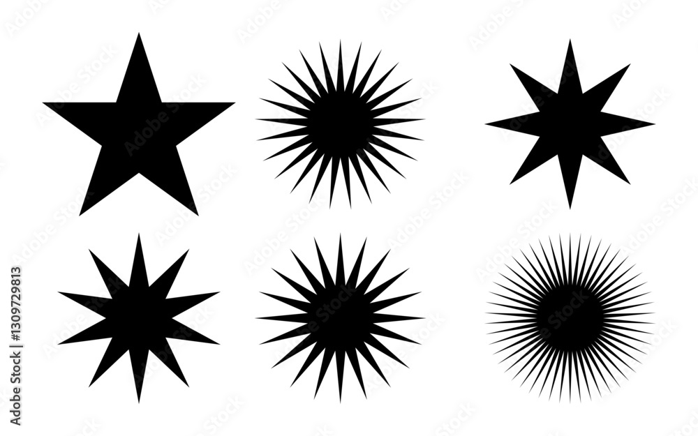 Obraz premium black Ster icon set vector silhouette design 