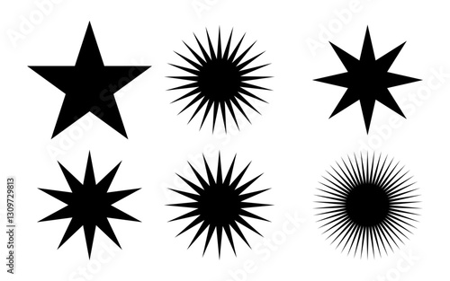 black Ster icon set vector silhouette design 