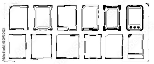Futuristic borders frame Graphic elements, Cyber Interface vector design, Tech Border, Layout and template, Display,  Hologram , Sci-fi visual illustration collection (Editable)