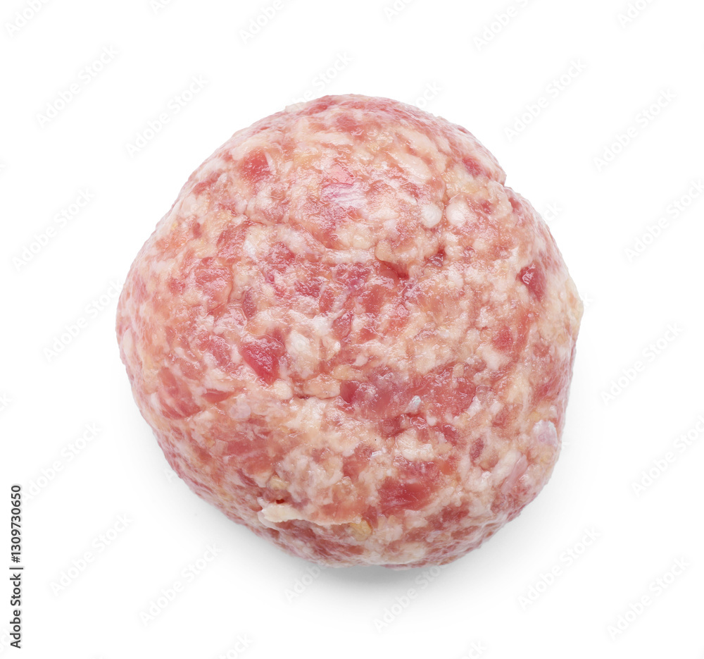 One uncooked fresh patty isolated on white One uncooked fresh patty isolated on white