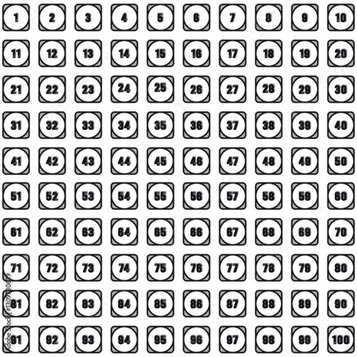 Number charts, signs and circles 1 to 100 educational counting circles kids learning black