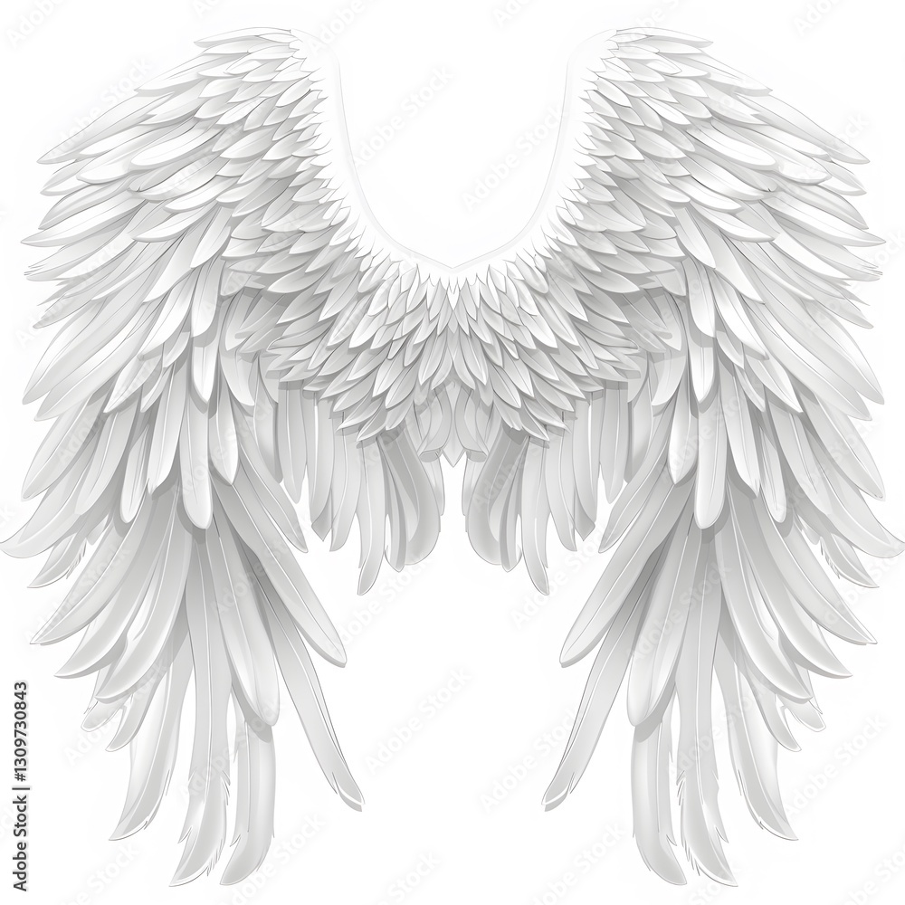 Fototapeta premium Elegant White Feather Wings Isolated on Transparent Background