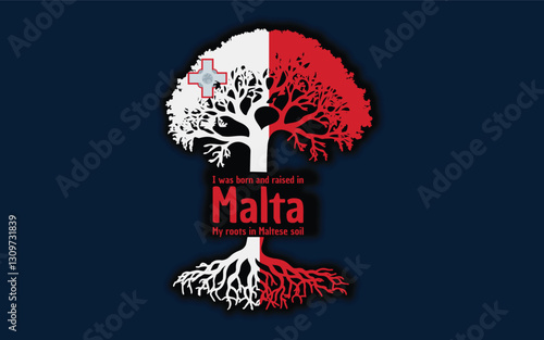 Maltese roots and symbolism: a tree with the Maltese flag, embodying national pride and love for nature	