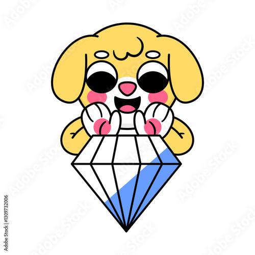 cute dog holding a diamond
