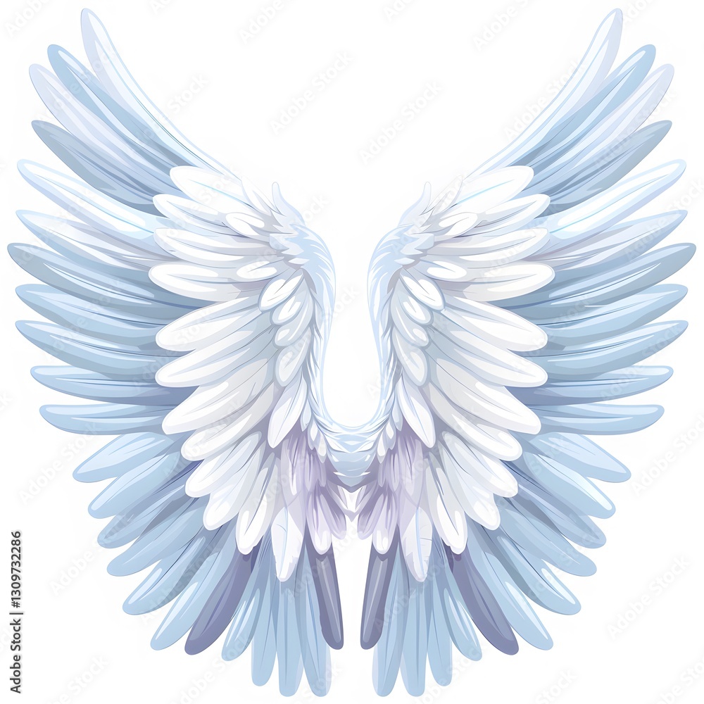 Fototapeta premium Ethereal Light Blue Angel Wings Design with Soft Feather Texture