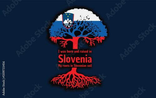 Slovenian roots and symbolism: a tree with the Slovenian flag, embodying national pride and love for nature	