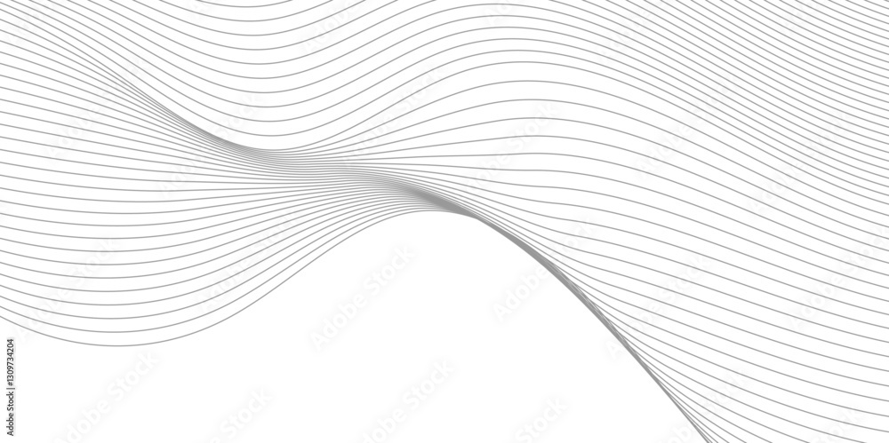Fototapeta premium Creative line art. Vector illustration EPS 10. black shiny waves with lines created using Blend Tool.Design elements. Wave of many gray lines. Abstract wavy stripes on white background isolated.
