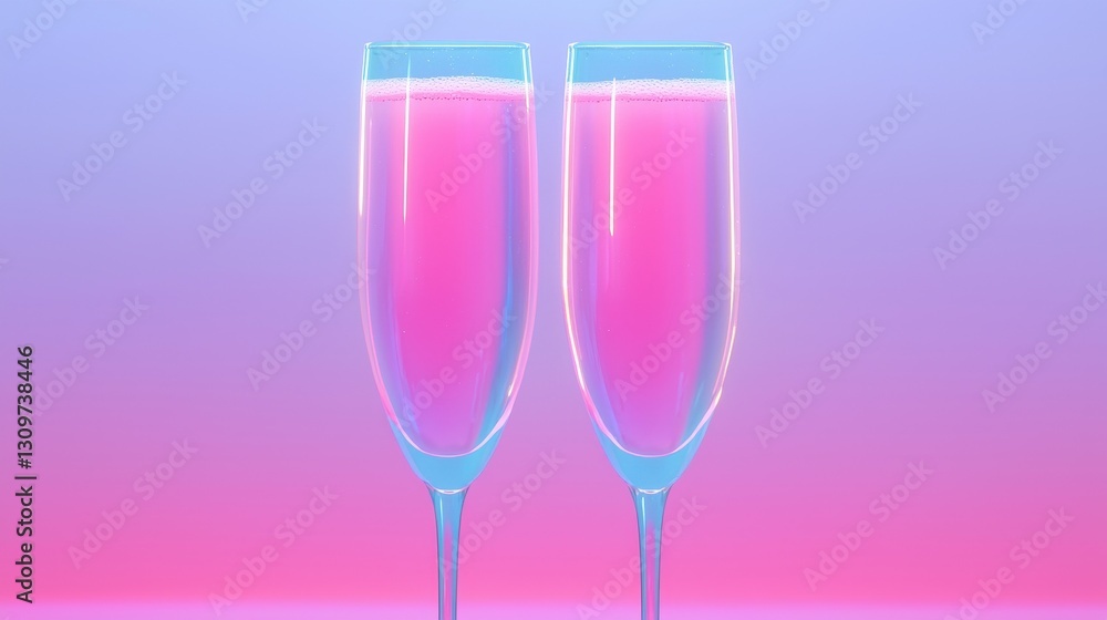 Elegant Glasses of Pink Drink with Soft Gradient Background Elegant Glasses of Pink Drink with Soft Gradient Background